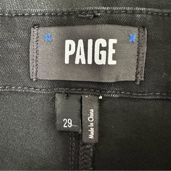 PAIGE Mayslie Straight Ankle Jeans Black Fog Luxe Coating Size 29 - Picture 11 of 13
